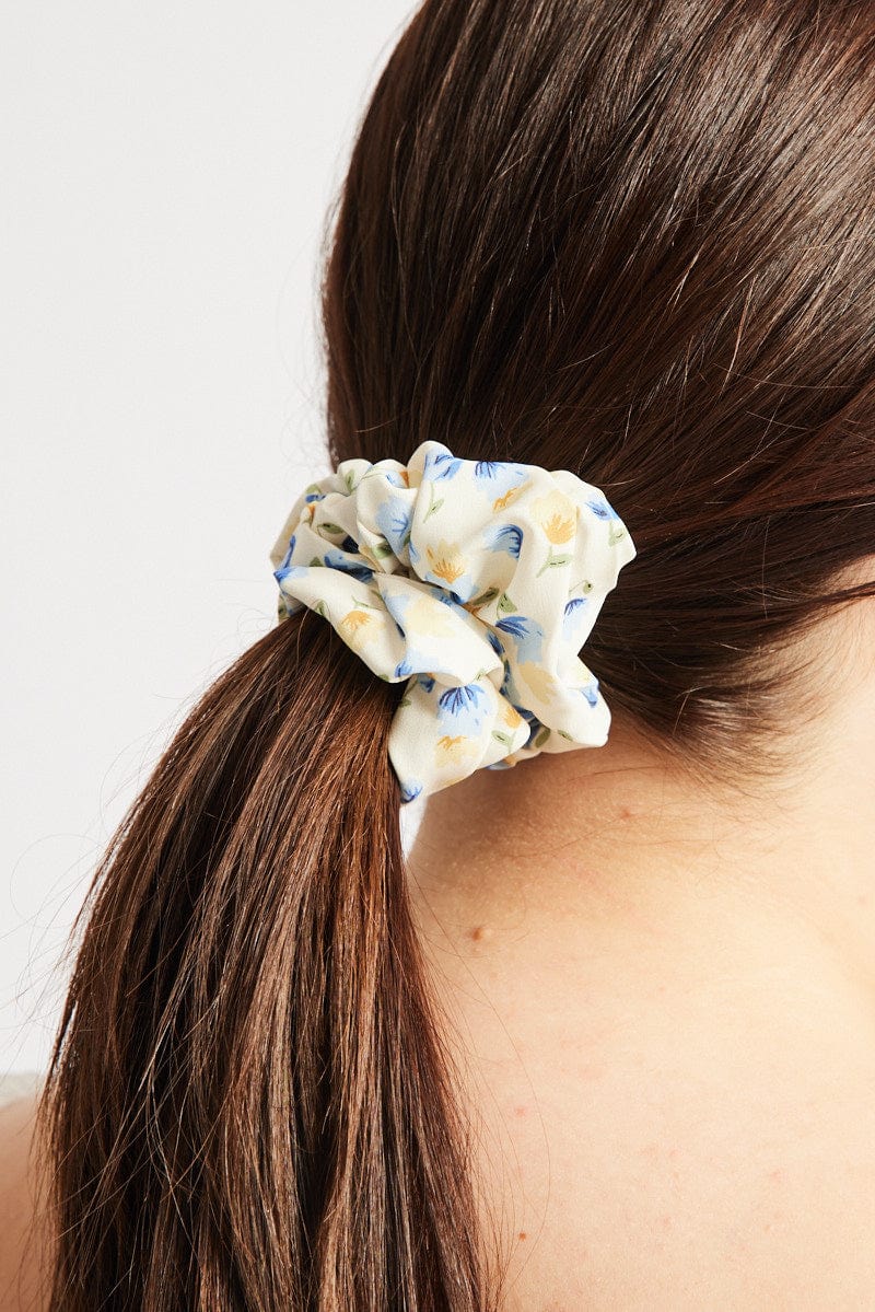 Blue Floral Scrunchie for YouandAll Fashion