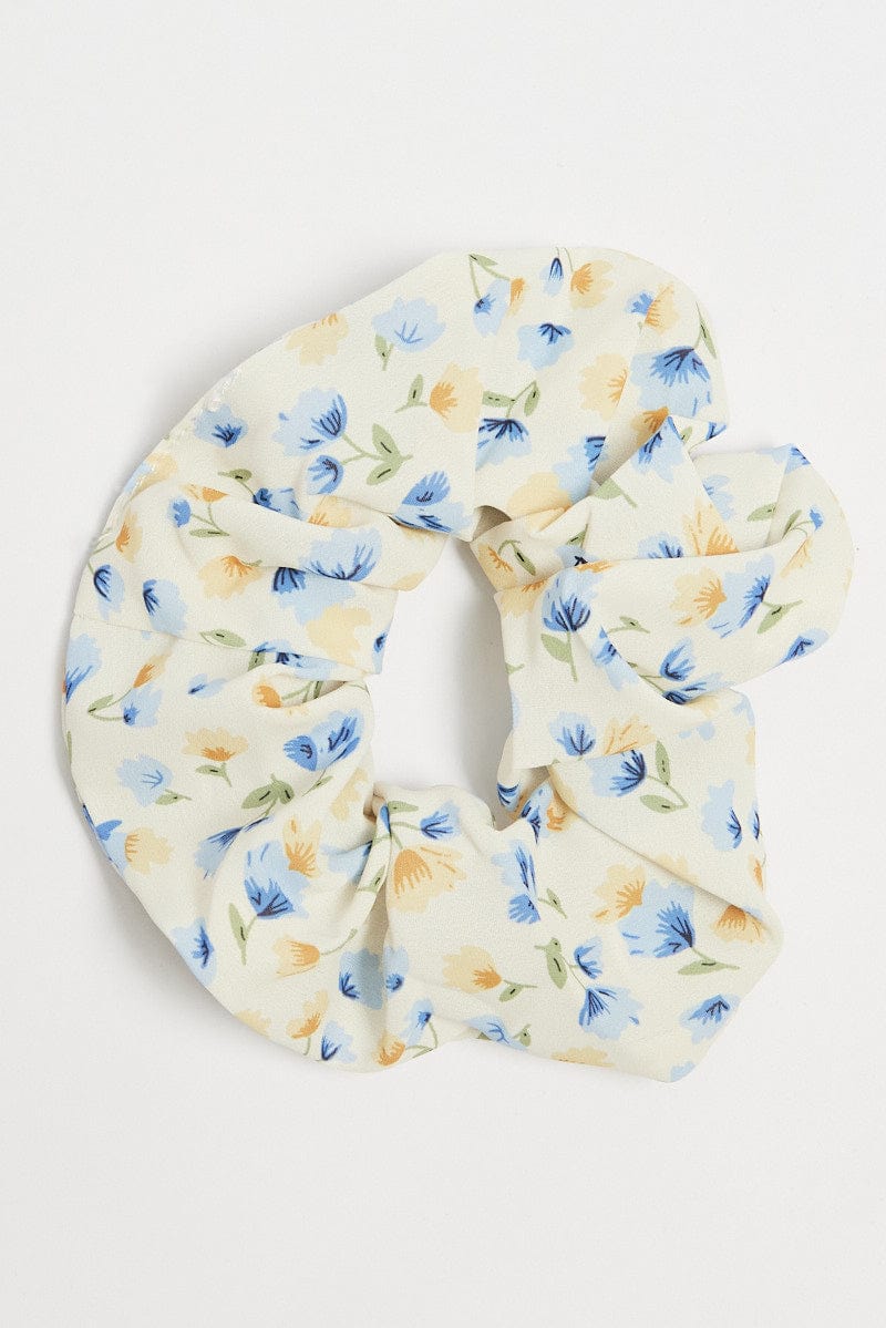 Blue Floral Scrunchie for YouandAll Fashion