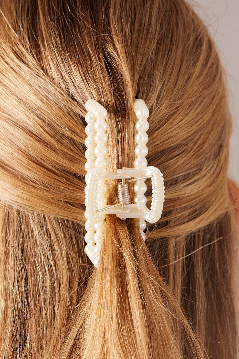 White Pearl Claw Clip for YouandAll Fashion