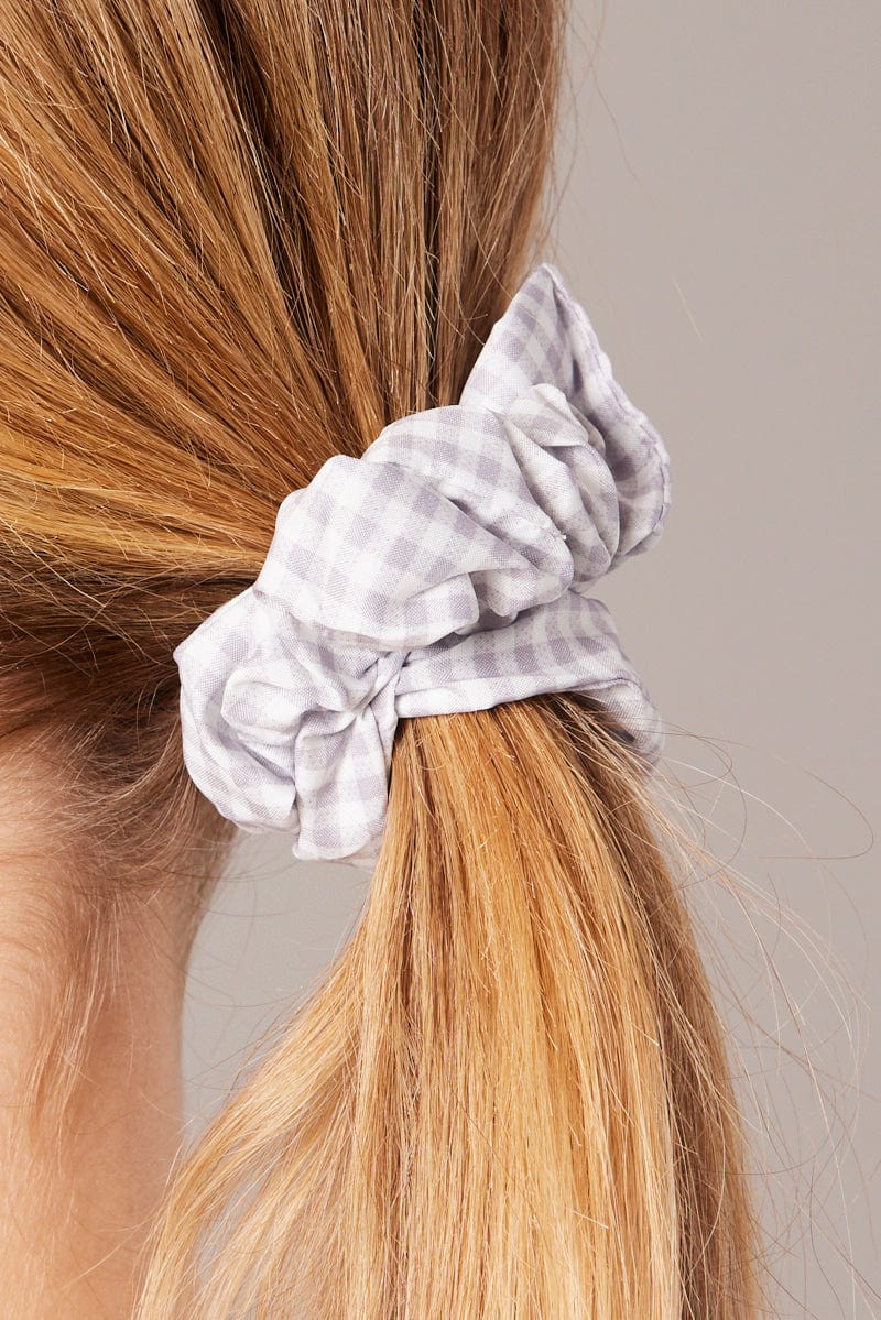 Grey Check Check Print Scrunchie for YouandAll Fashion