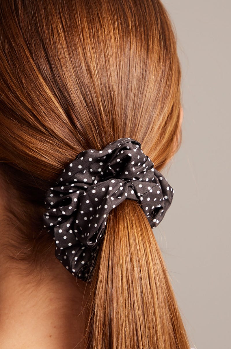 Brown Polka Dot Polka Dot Print Scrunchie for YouandAll Fashion