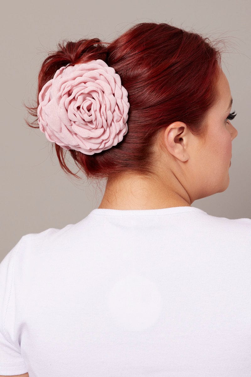 Pink Rosette Claw Clip for YouandAll Fashion