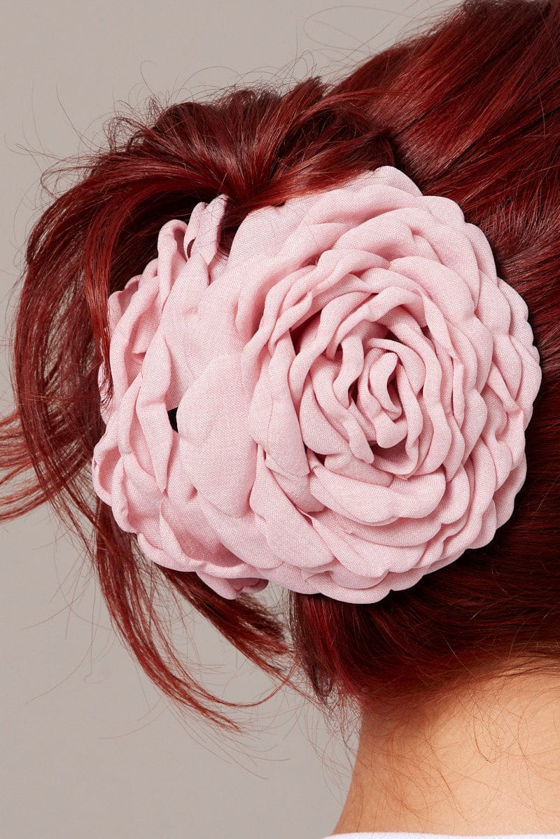 Pink Rosette Claw Clip for YouandAll Fashion