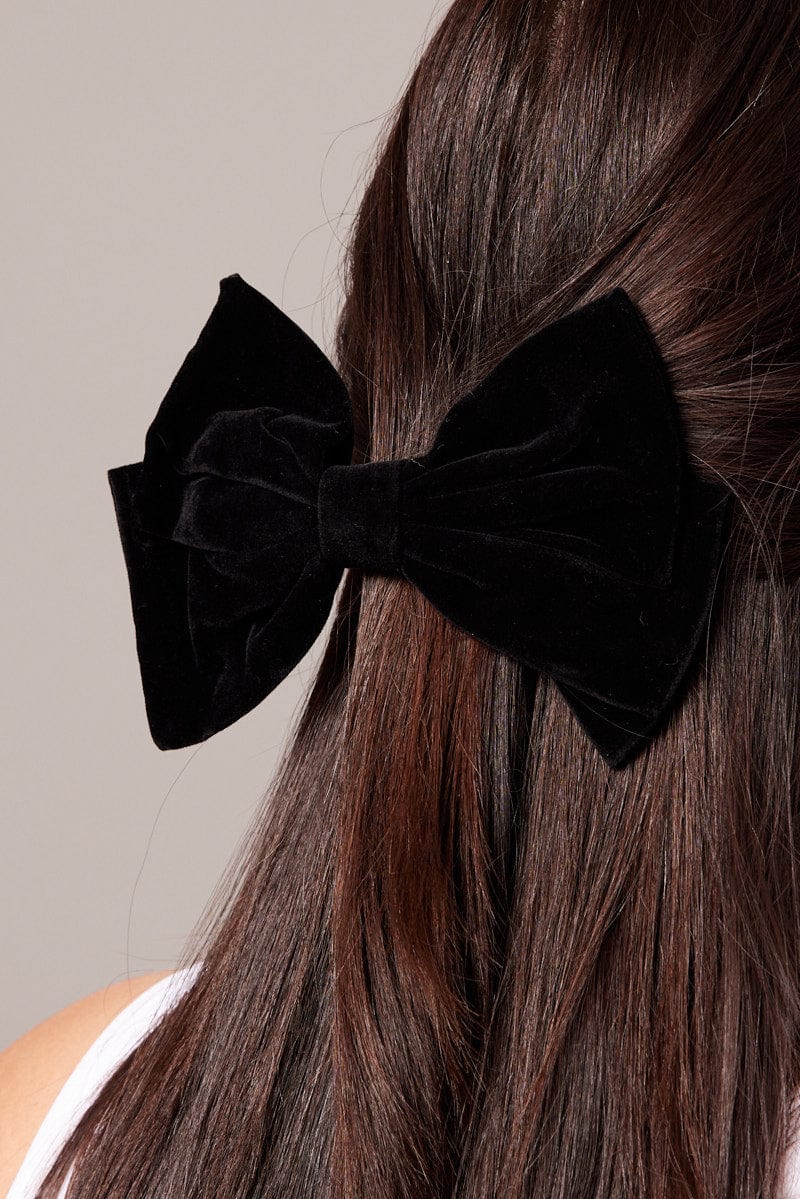 Black Velvet Bow Hair Clip for YouandAll Fashion