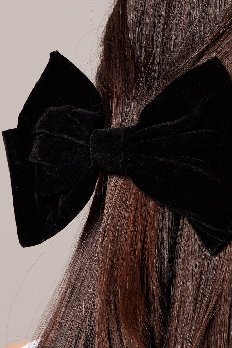 Black Velvet Bow Hair Clip for YouandAll Fashion