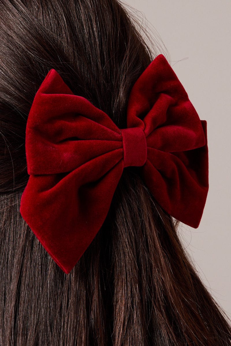 Red Velvet Bow Hair Clip for YouandAll Fashion