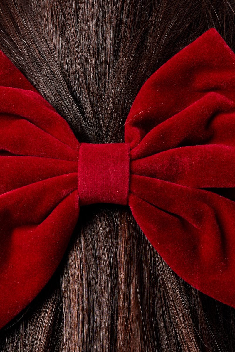 Red Velvet Bow Hair Clip for YouandAll Fashion