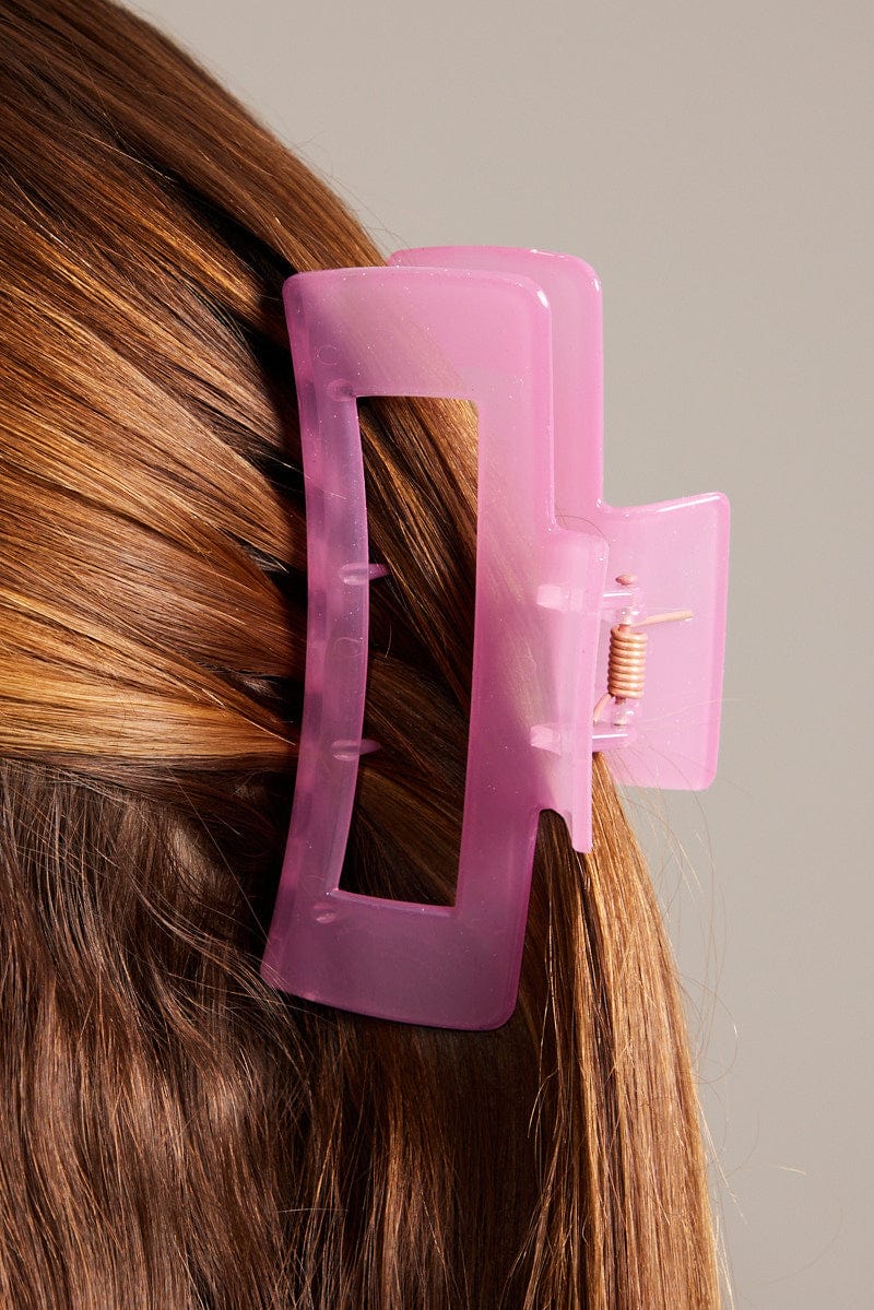 Pink Large Rectangle Claw Clip for YouandAll Fashion