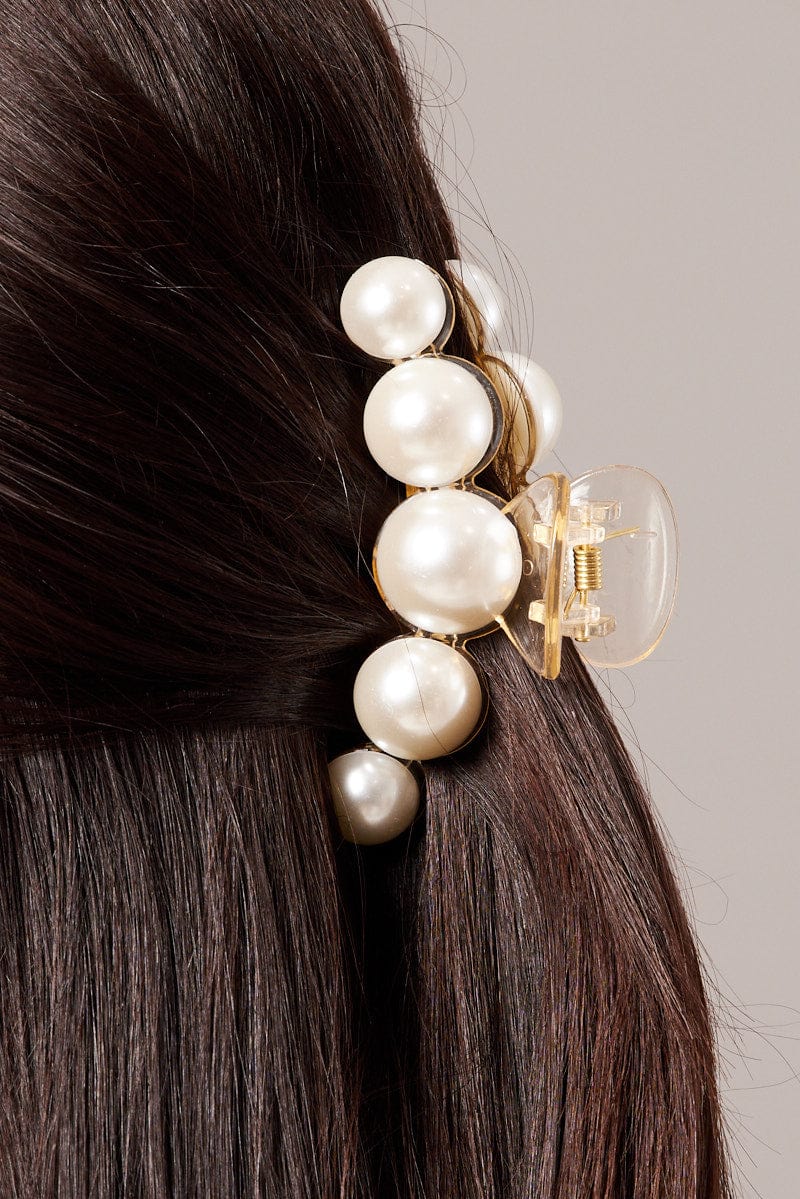 White Pearl Claw Clip for YouandAll Fashion