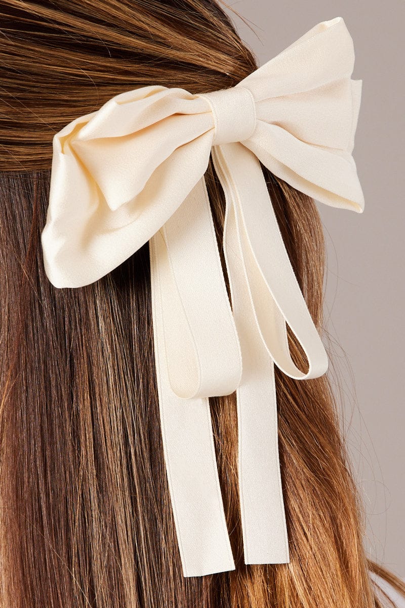 White Bow Hair Clip for YouandAll Fashion