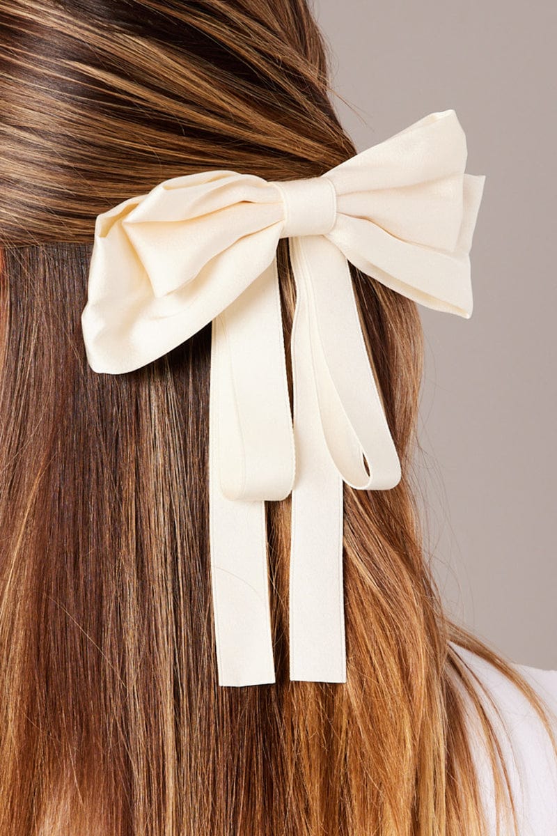 White Bow Hair Clip for YouandAll Fashion