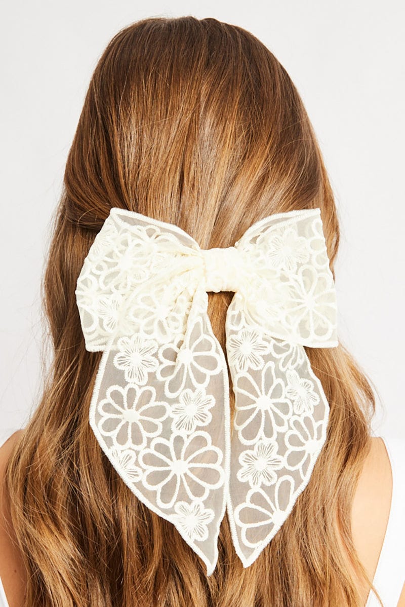 White Lace Bow Hair Clip for YouandAll Fashion