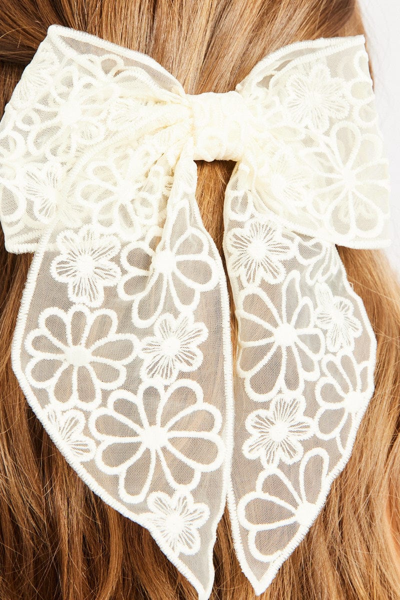 White Lace Bow Hair Clip for YouandAll Fashion