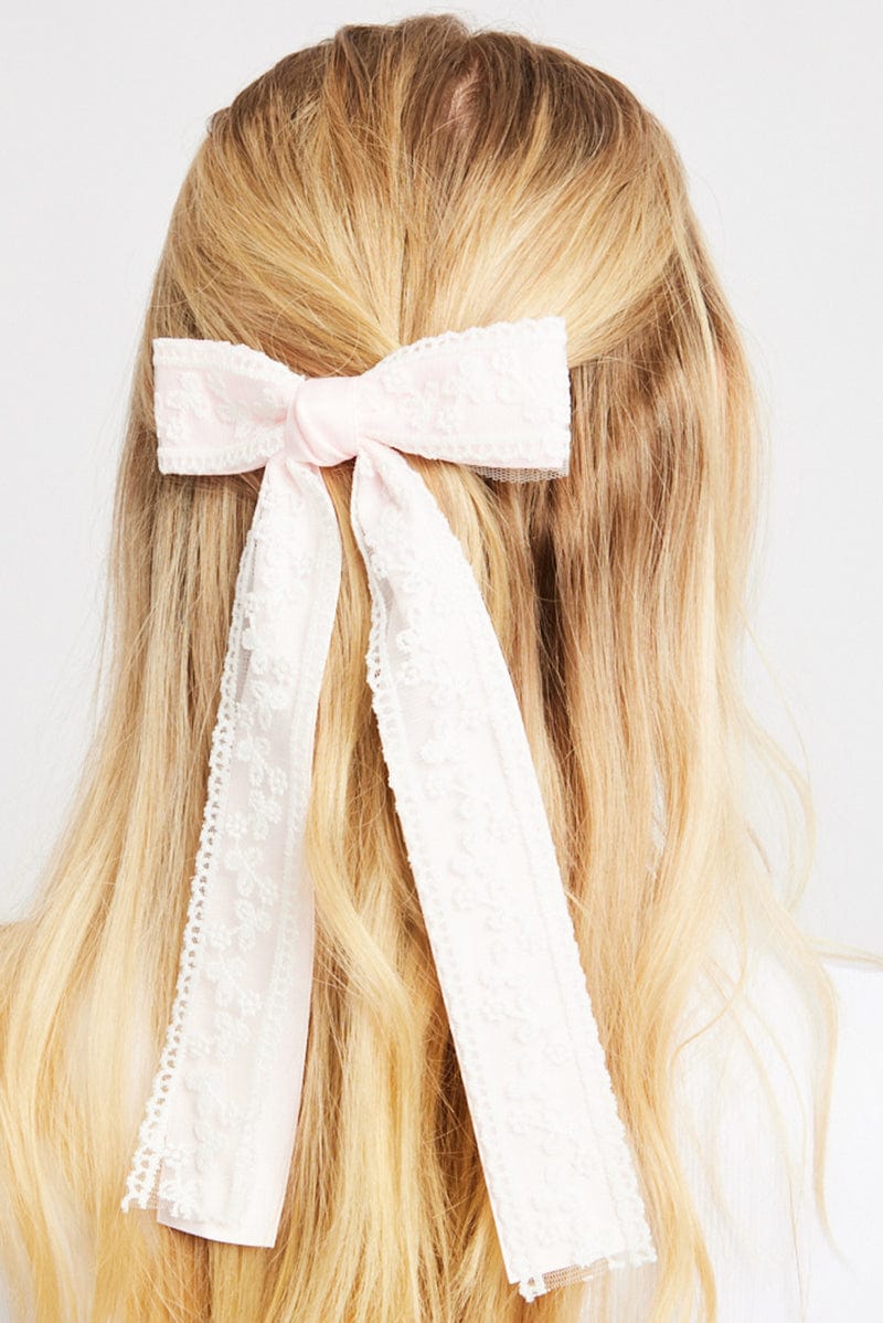 Pink Lace Bow Hair Clip for YouandAll Fashion