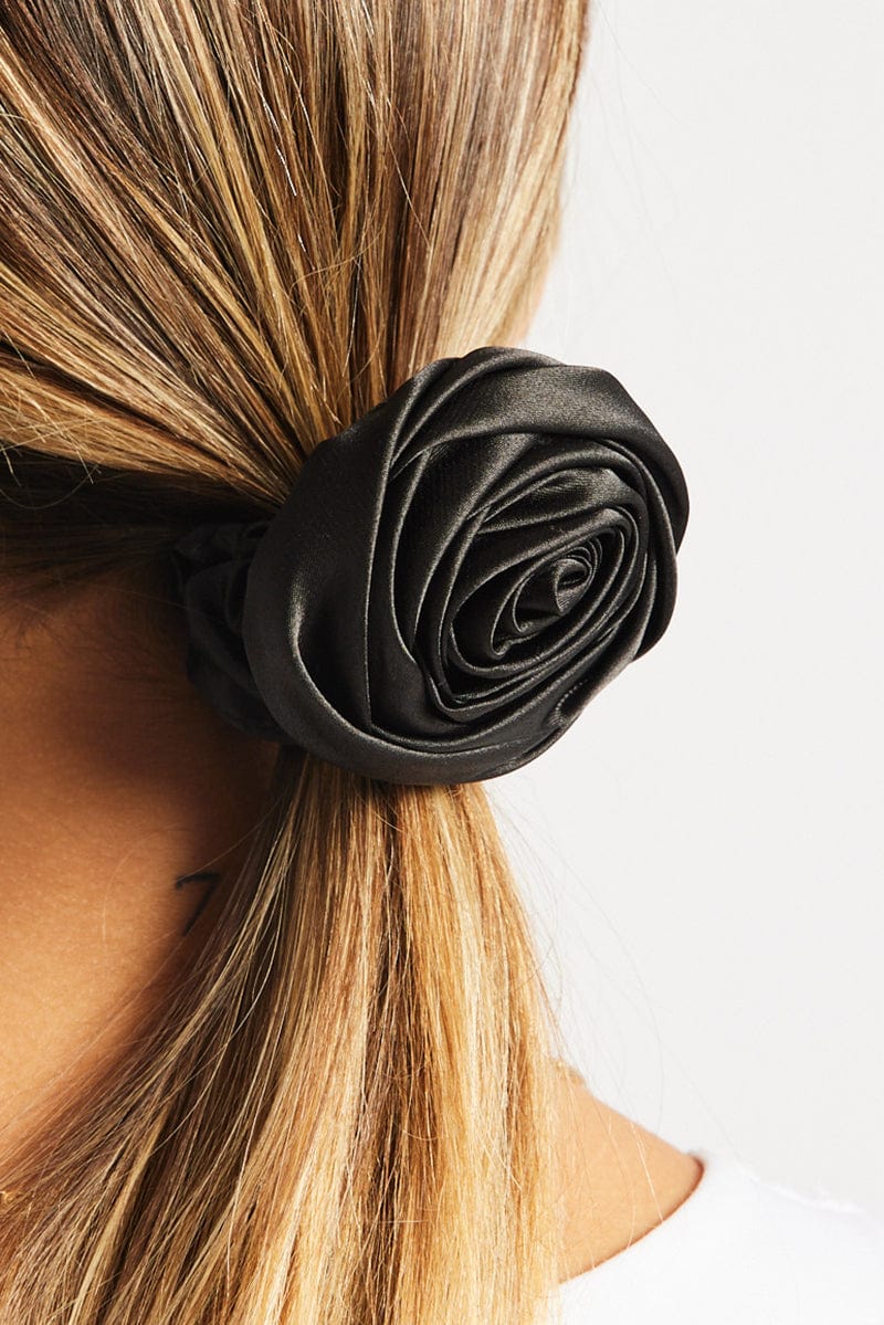 Black Rosette Scrunchie for YouandAll Fashion