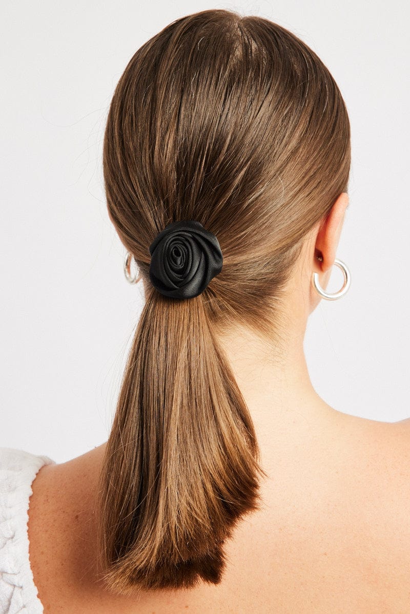 Black Rosette Hair Tie for YouandAll Fashion