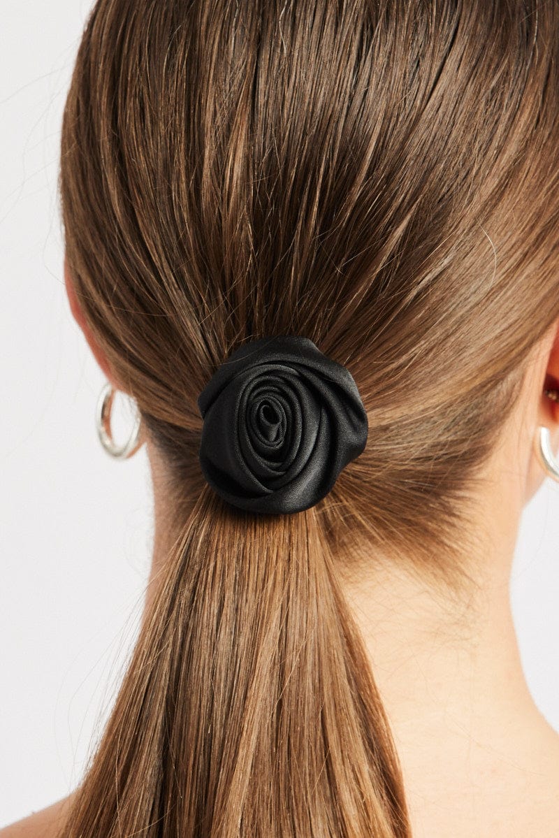 Black Rosette Hair Tie for YouandAll Fashion