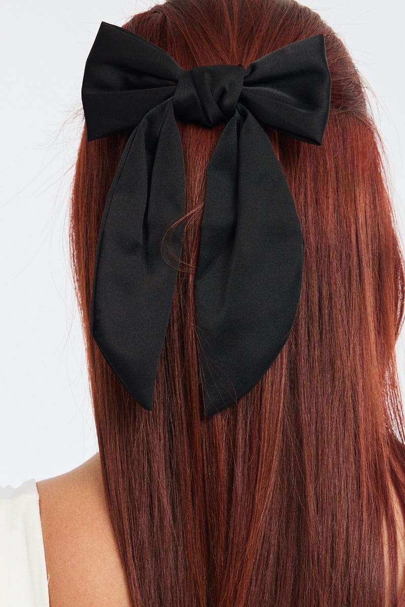 Black Satin Hair Bow for YouandAll Fashion