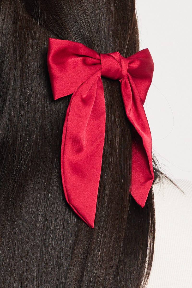 Red Satin Hair Bow for YouandAll Fashion