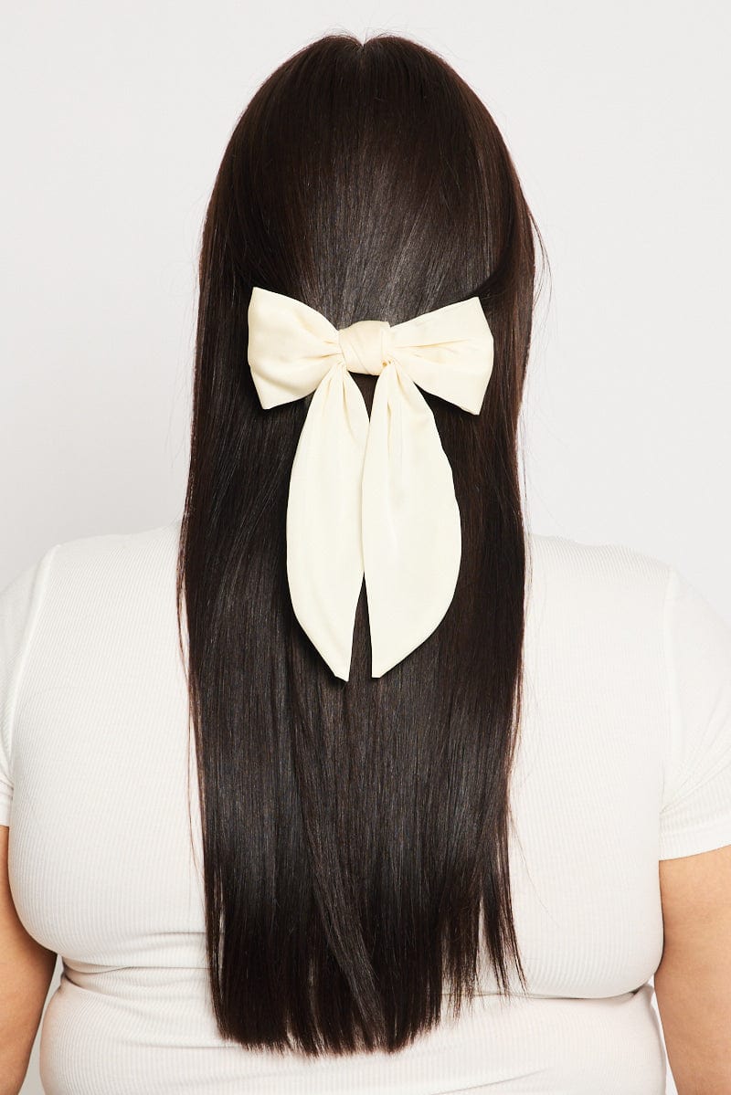 White Satin Hair Bow for YouandAll Fashion
