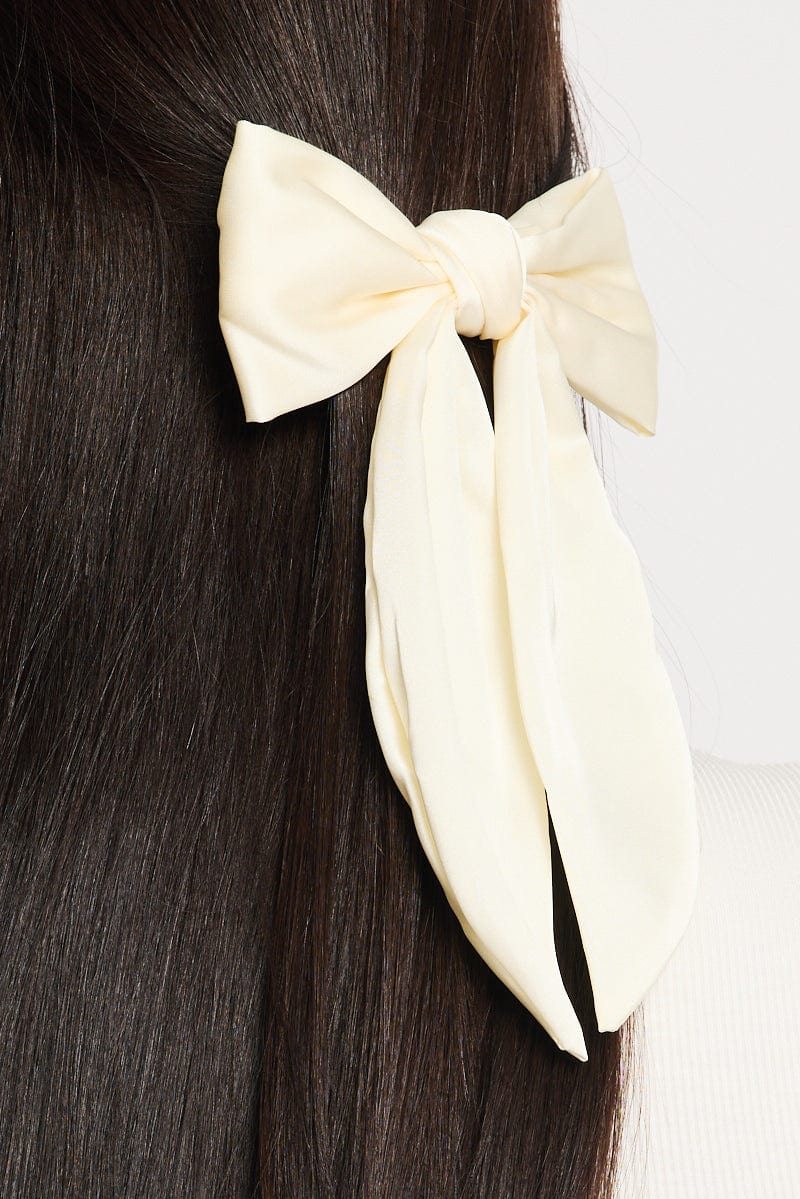 White Satin Hair Bow for YouandAll Fashion