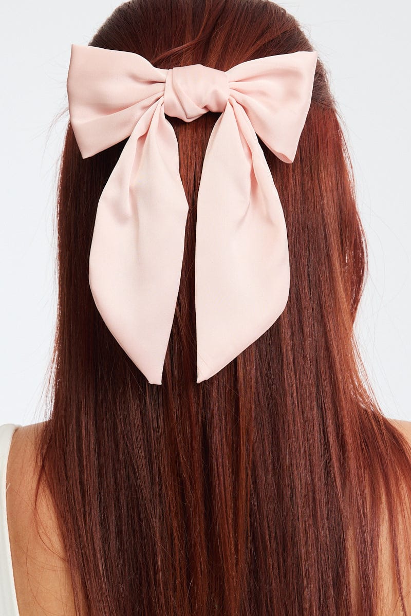 Pink Satin Hair Bow for YouandAll Fashion