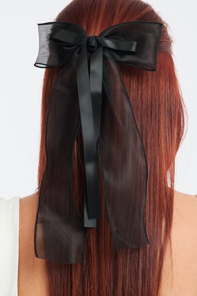 Black Organza Hair Bow for YouandAll Fashion