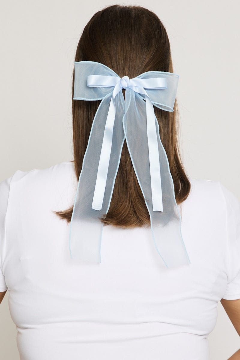 Blue Organza Hair Bow for YouandAll Fashion