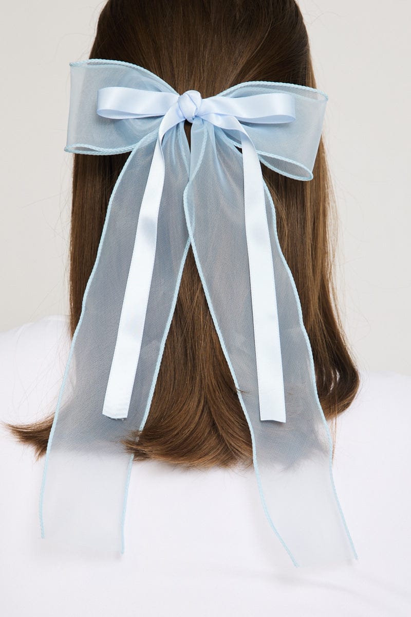 Blue Organza Hair Bow for YouandAll Fashion