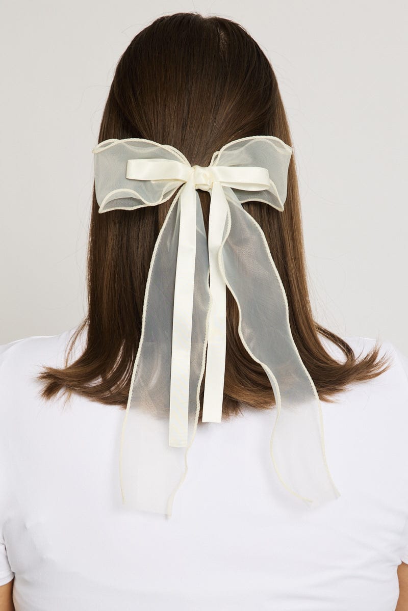 White Organza Hair Bow for YouandAll Fashion
