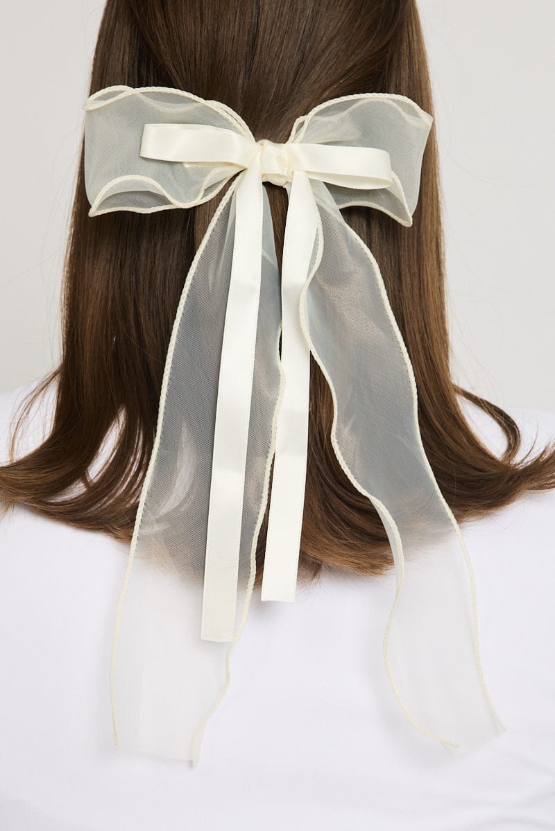 White Organza Hair Bow for YouandAll Fashion