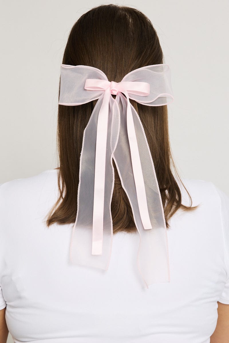 Pink Organza Hair Bow for YouandAll Fashion