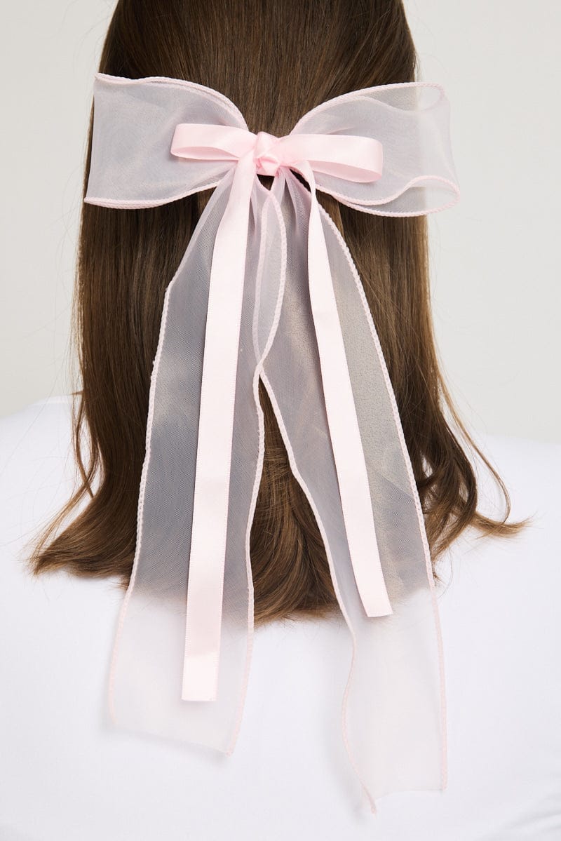 Pink Organza Hair Bow for YouandAll Fashion