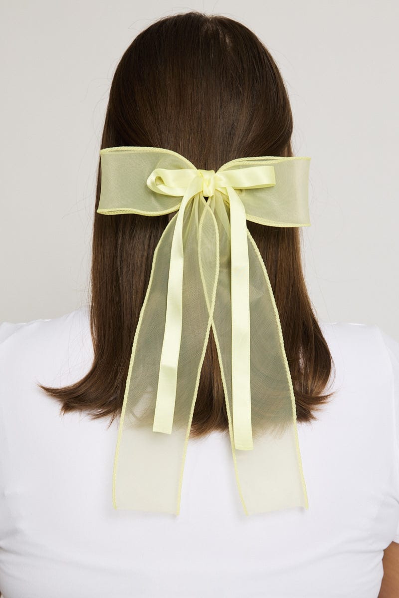 Yellow Organza Hair Bow for YouandAll Fashion