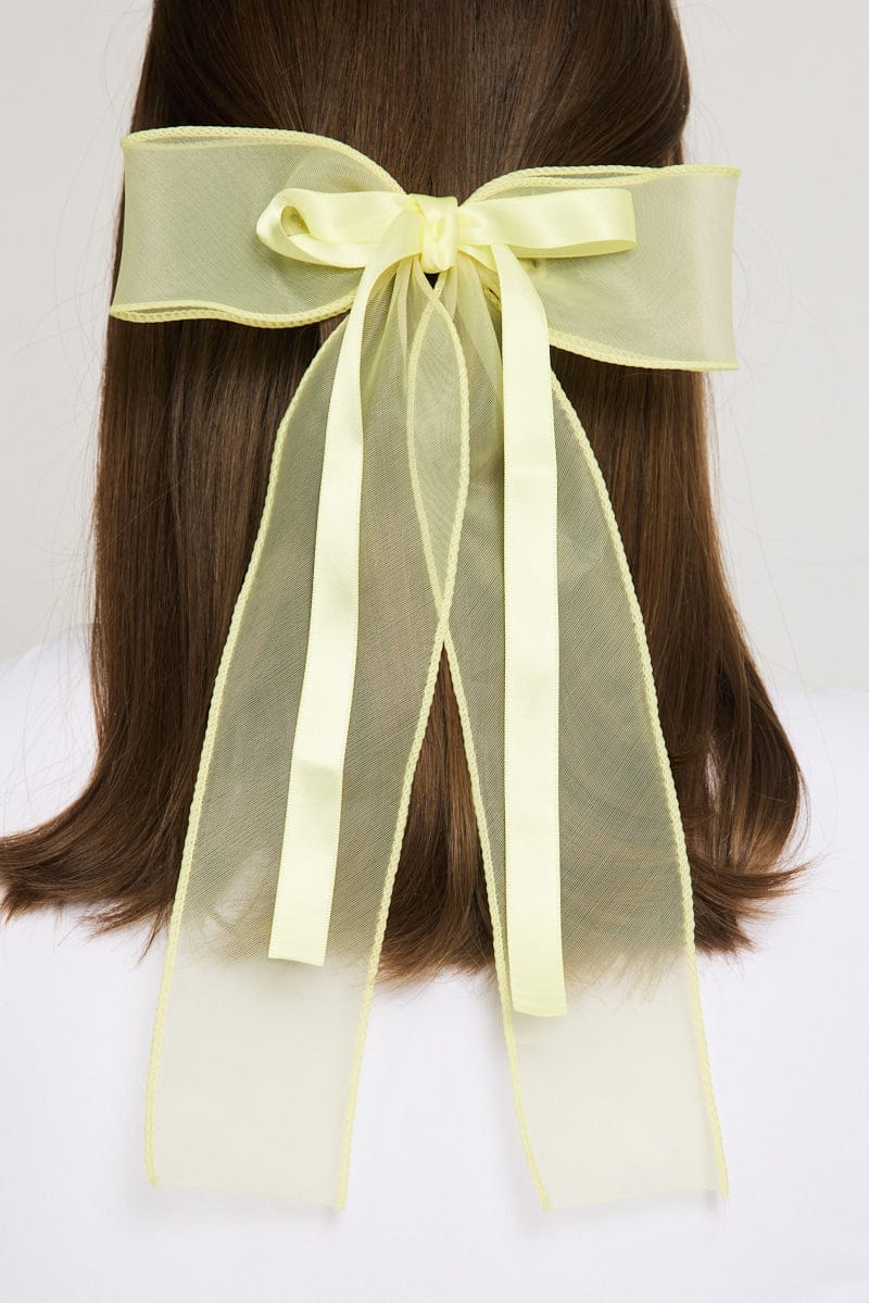 Yellow Organza Hair Bow for YouandAll Fashion