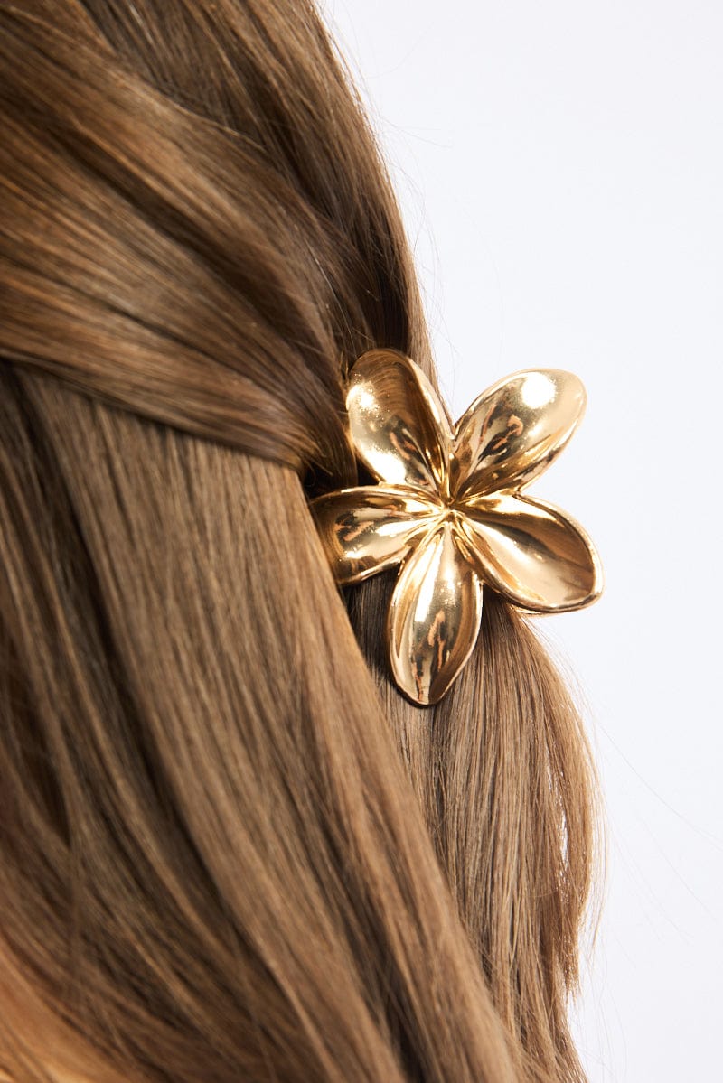 Gold Hibiscus Flower Claw Clip for YouandAll Fashion