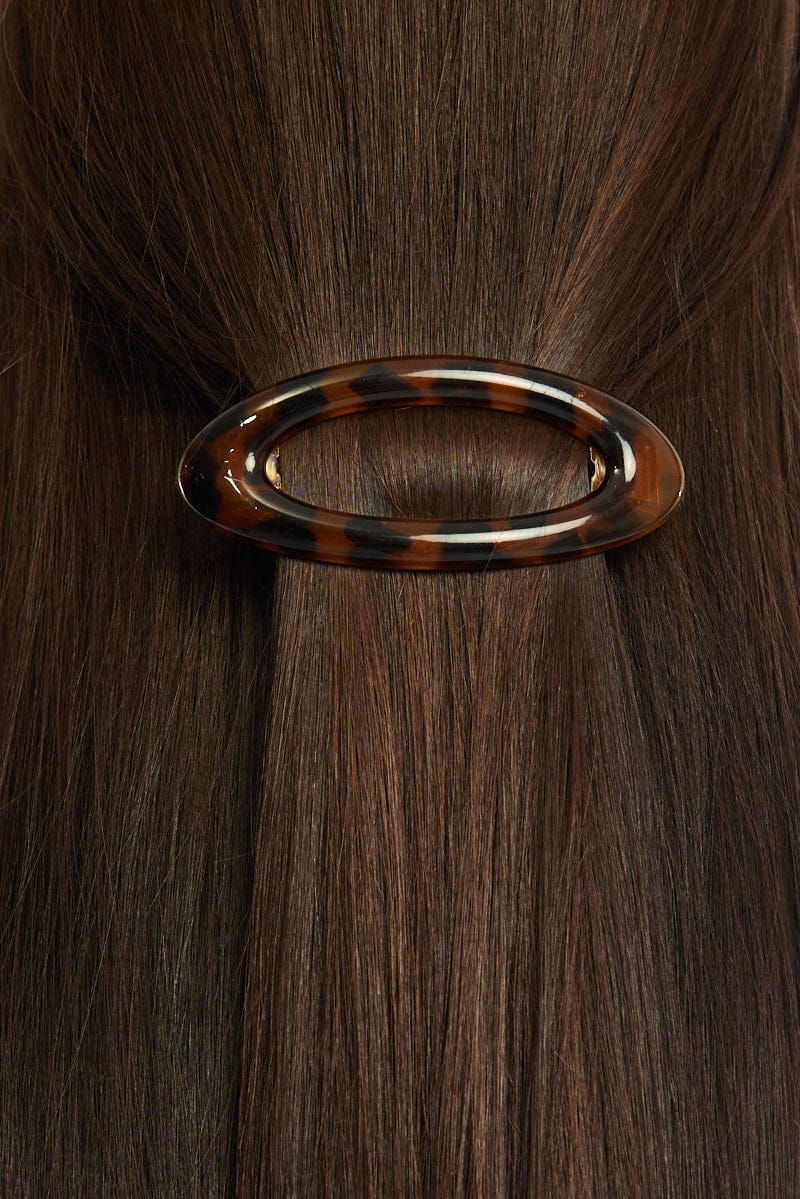 Brown Animal Print Hair Barrette for YouandAll Fashion