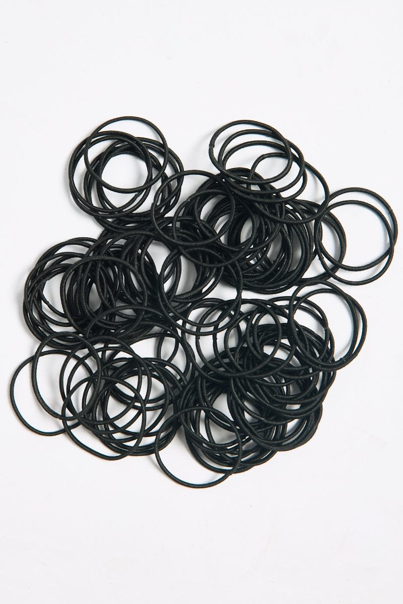 Black 100 Pack Hair Ties for YouandAll Fashion