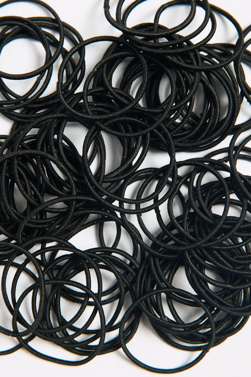 Black 100 Pack Hair Ties for YouandAll Fashion