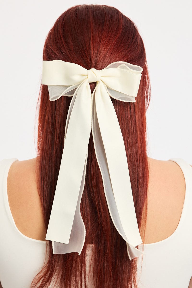 White Bow Hair Clips for YouandAll Fashion