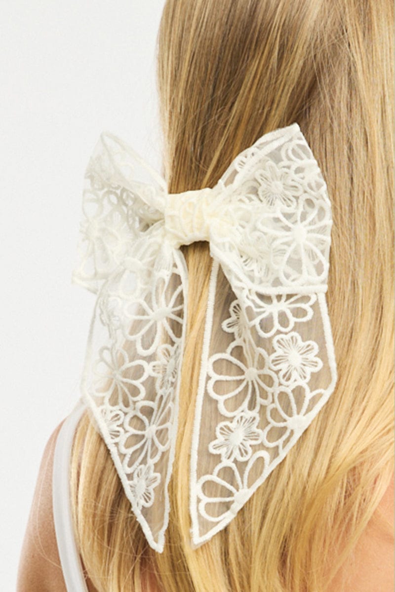 White Lace Hair Bow for YouandAll Fashion
