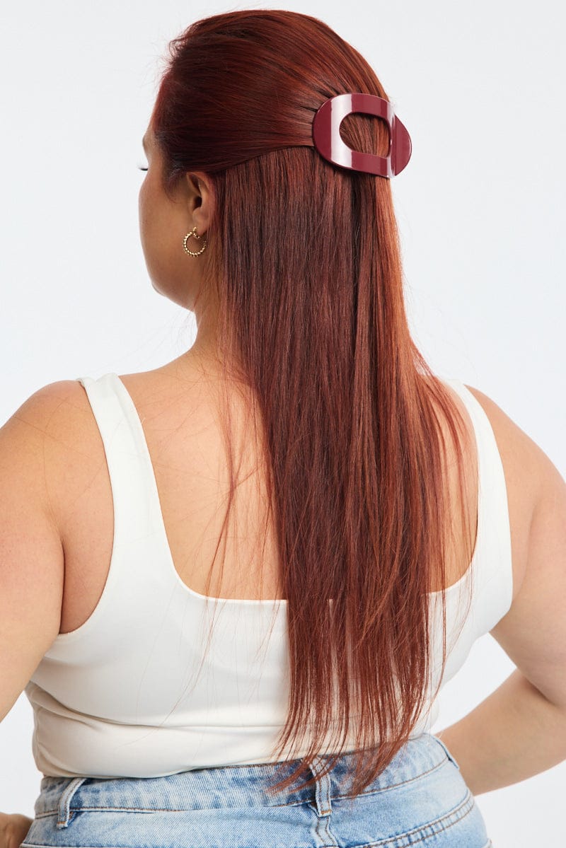 Red Flat Barrette Hair Clip for YouandAll Fashion