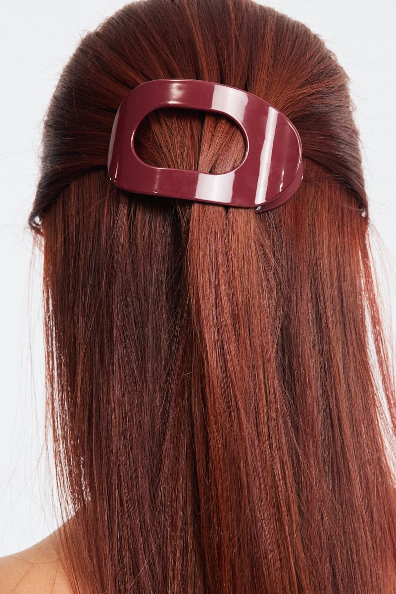 Red Flat Barrette Hair Clip for YouandAll Fashion