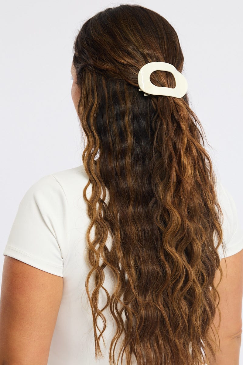 White Flat Barrette Hair Clip for YouandAll Fashion