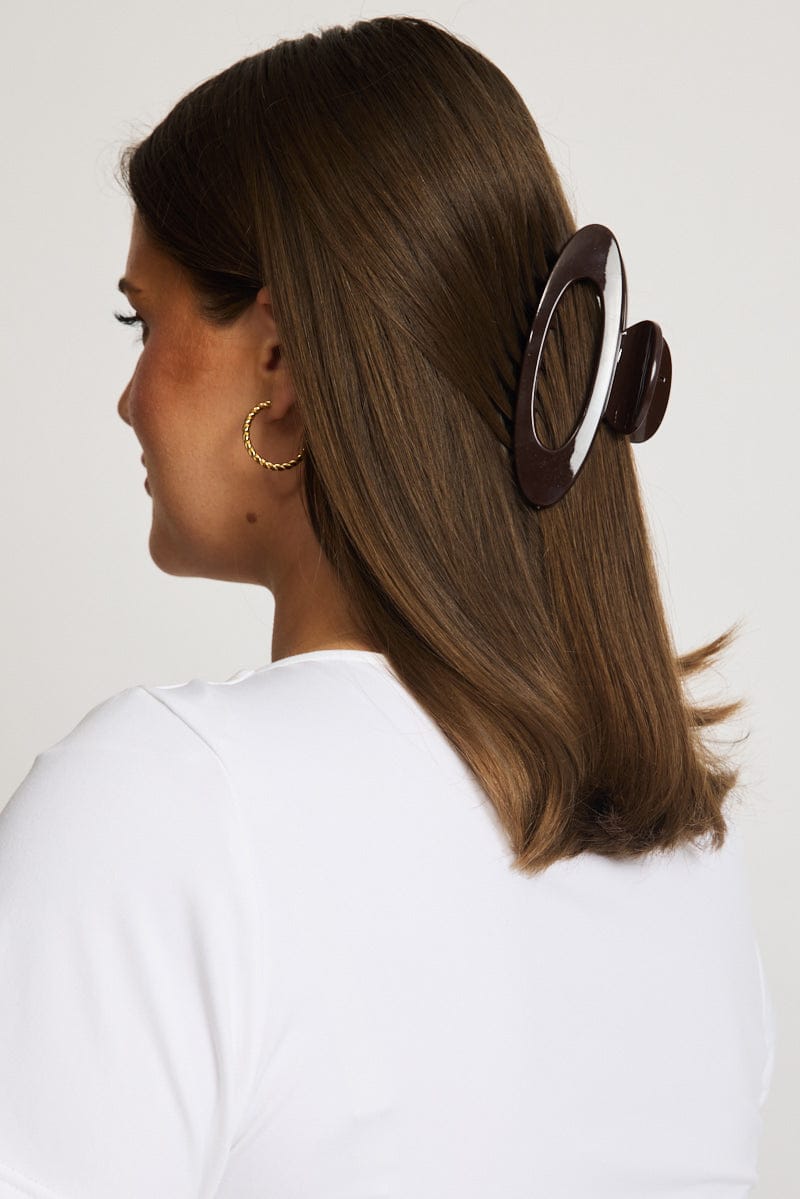 Brown Oval Hair Claw Clip for YouandAll Fashion