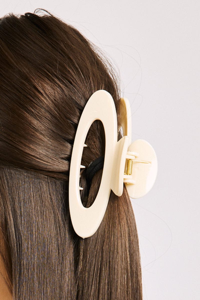 White Oval Hair Claw Clip for YouandAll Fashion
