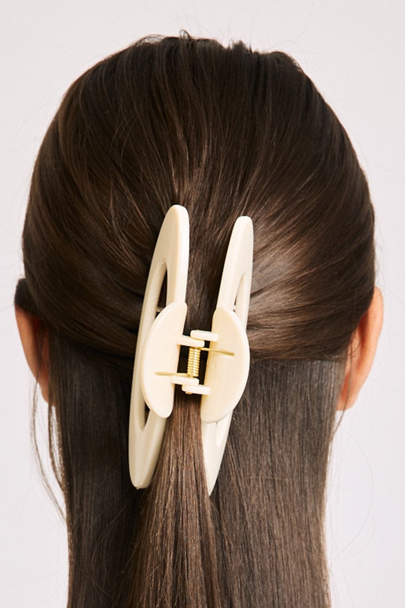 White Oval Hair Claw Clip for YouandAll Fashion