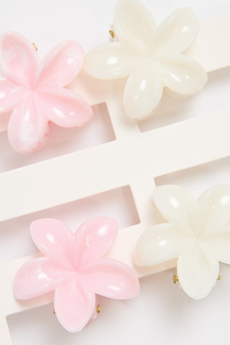 Multi 4 Pack Flower Claw Clips for YouandAll Fashion