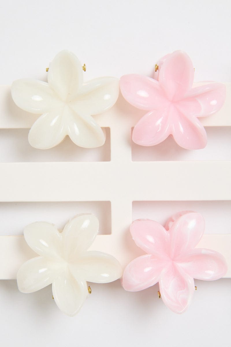 Multi 4 Pack Flower Claw Clips for YouandAll Fashion