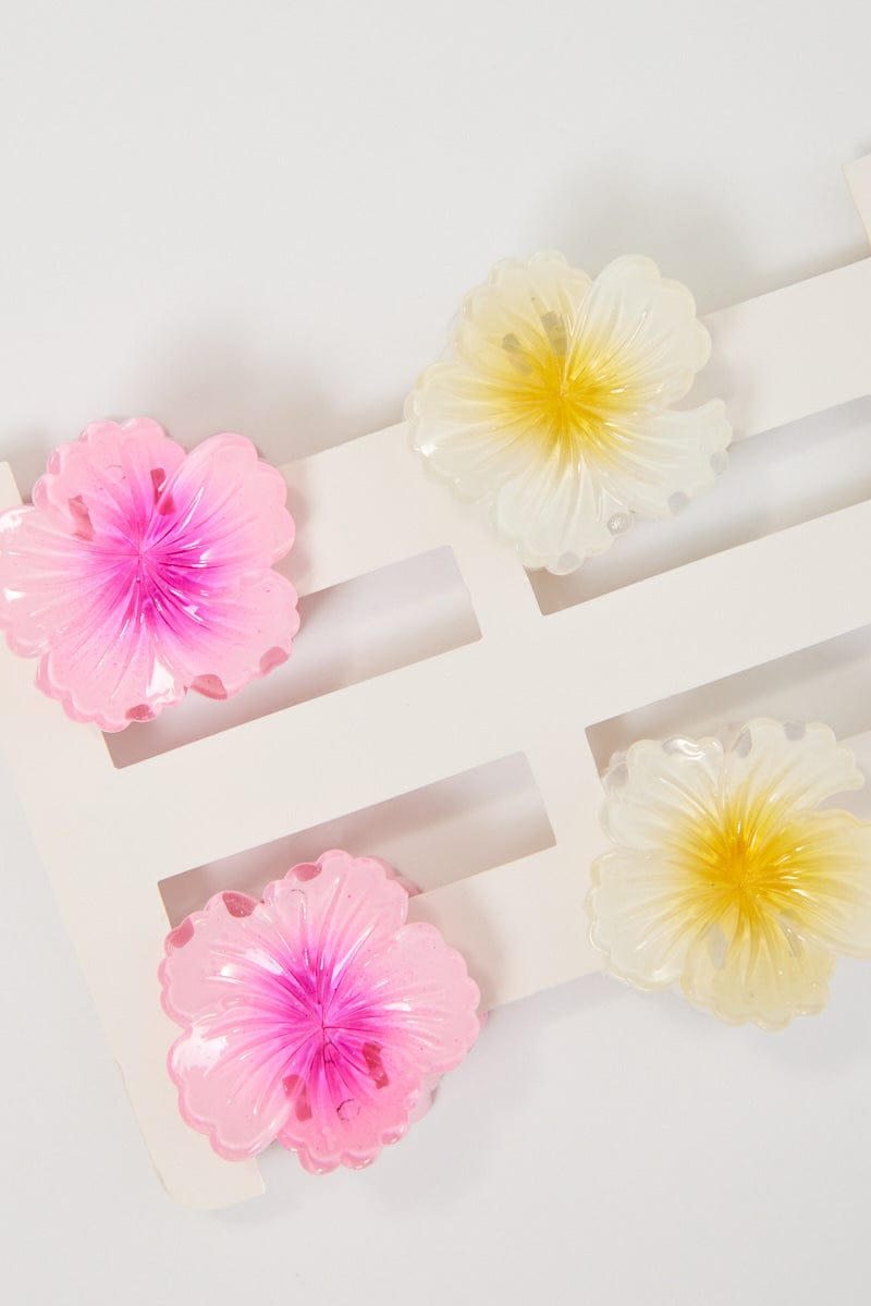 Multi 4 Pack Flower Claw Clips for YouandAll Fashion